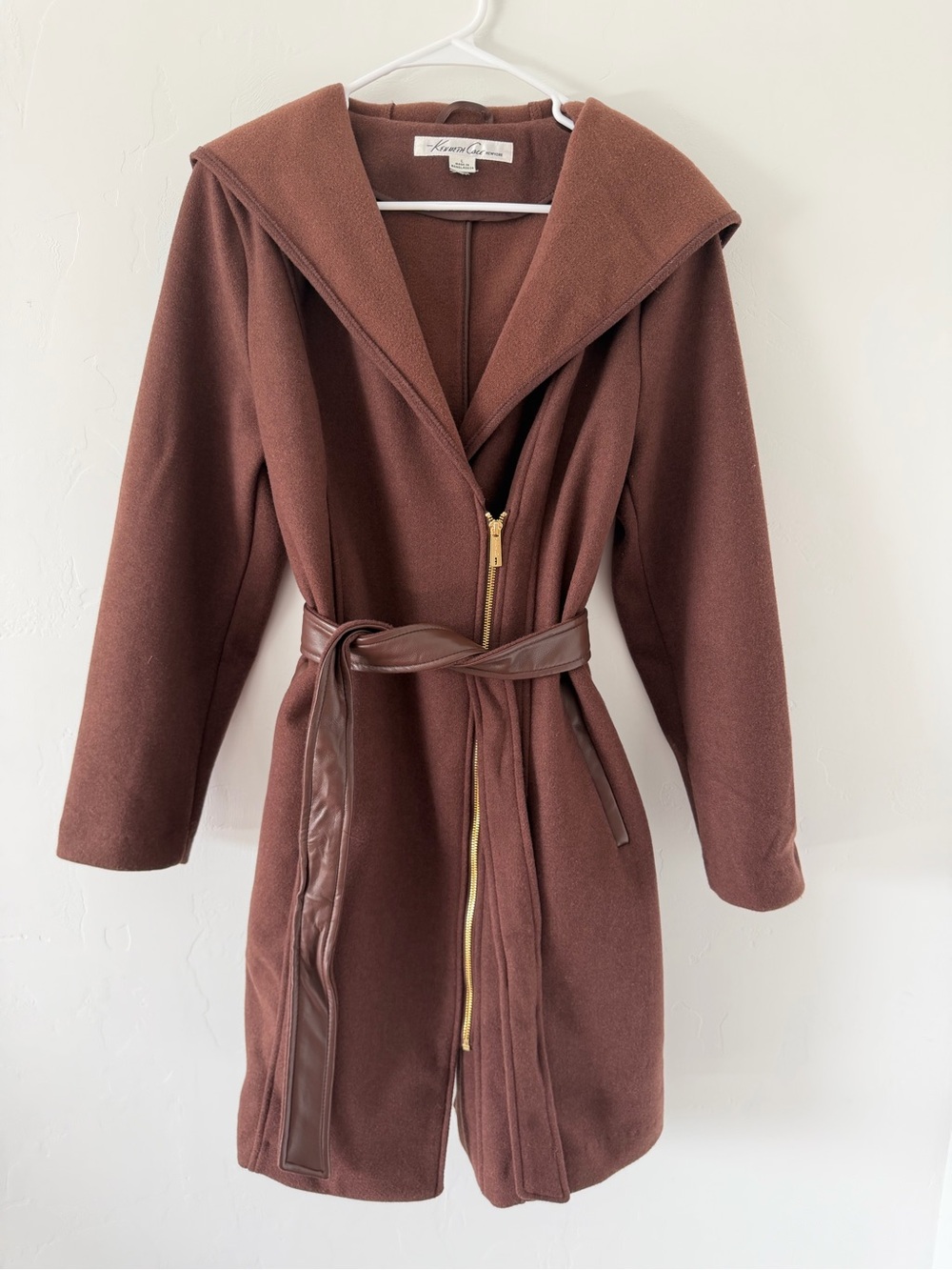 Kenneth Cole New York Chocolate-Brown Hooded Coat